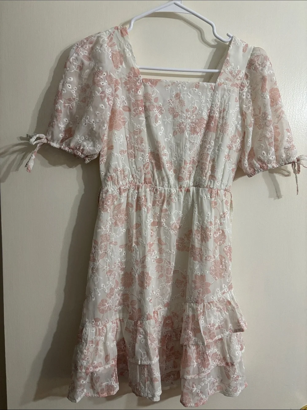 Speechless Cream Dress with Blush Floral Lace